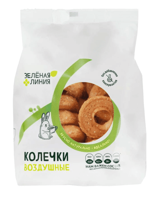Печенье Воздушные колечки заварное Зелёная Линия, 100г