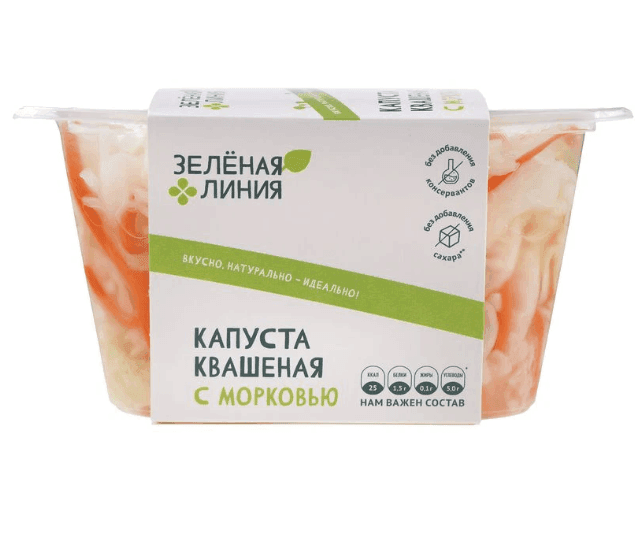 Капуста квашеная шинкованная с морковью Зелёная Линия, 500г