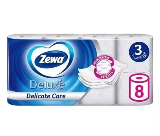 Туалетная бумага Zewa Deluxe белая 3 слоя 8 рулонов