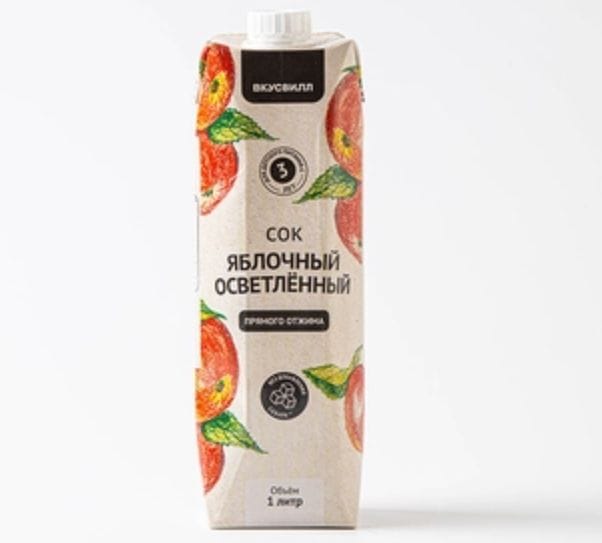 Сок яблочный осветлённый, 1 л