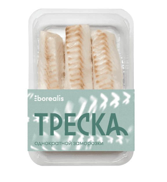 Треска Borealis Атлантическая филе без кожи спинка замороженное 400г  