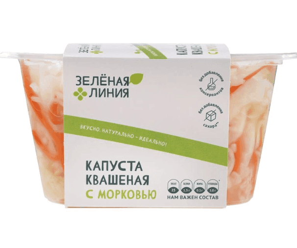Капуста квашеная шинкованная с морковью Зелёная Линия, 500г