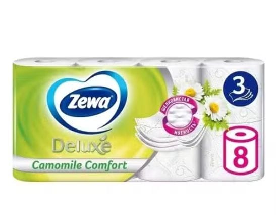 Туалетная бумага Zewa Deluxe Ромашка 3 слоя 8 рулонов