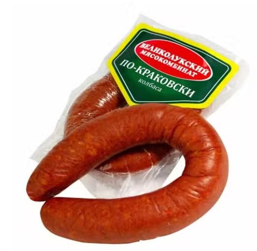 Колбаса Великолукский мясокомбинат По-Краковски полукопченая 300 г