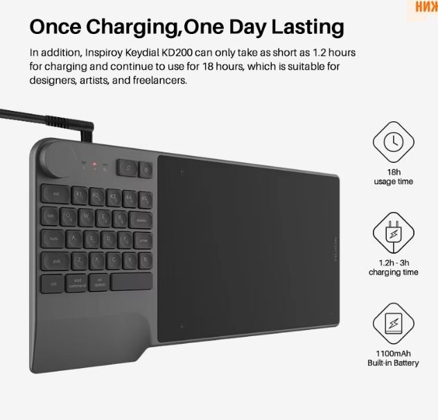 Графический планшет Huion KD200 Inspiroy Keydial,8,9*5,6 дюйма