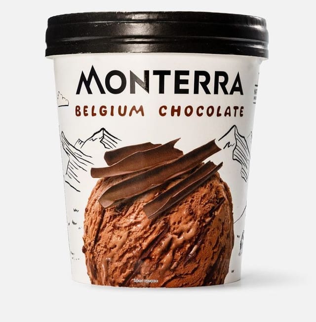 Мороженое Monterra, с бельгийским шоколадом, в ведёрке 