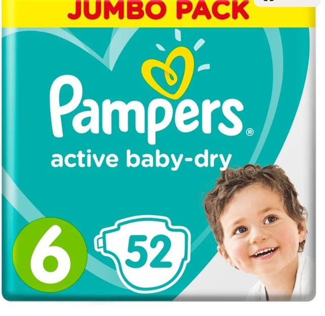 Подгузники Pampers Active Baby-Dry 6 размер, 13-18 кг, 52 шт