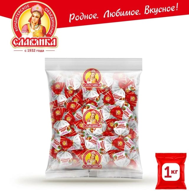 Конфеты Славянка Маленькое чудо, сливочное с целым орехом, 1 кг