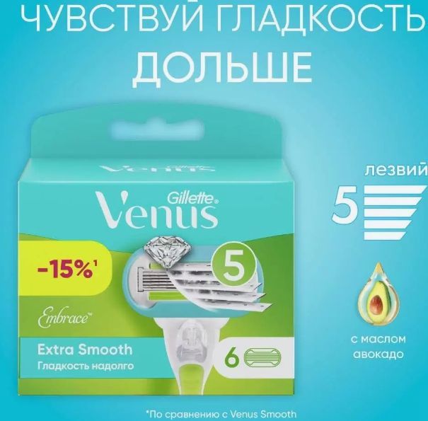 Сменные кассеты для бритвы Gillette Venus Embrace, 6 шт