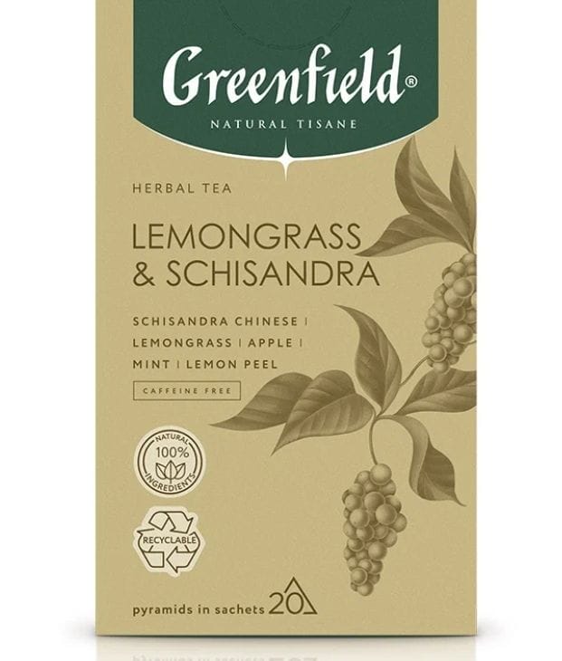 Чайный напиток Greenfield Lemongrass & Schisandra в пирамидках, 20 пак.
