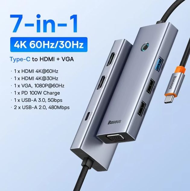 USB Хаб Baseus 7 in 1 