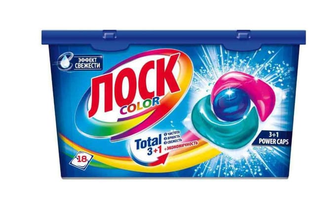 Капсулы для стирки цветного белья Лоск Color Total 3+1, 18шт