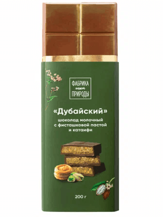 Шоколад молочный с фисташковой пастой и катаифи Фабрика природы 200г