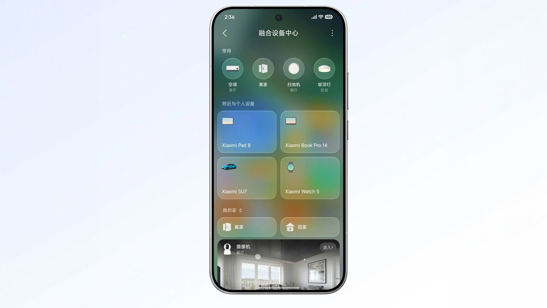 Интерфейс модернизированного диспетчера умных приборов в платформе Xiaomi HyperOS 4