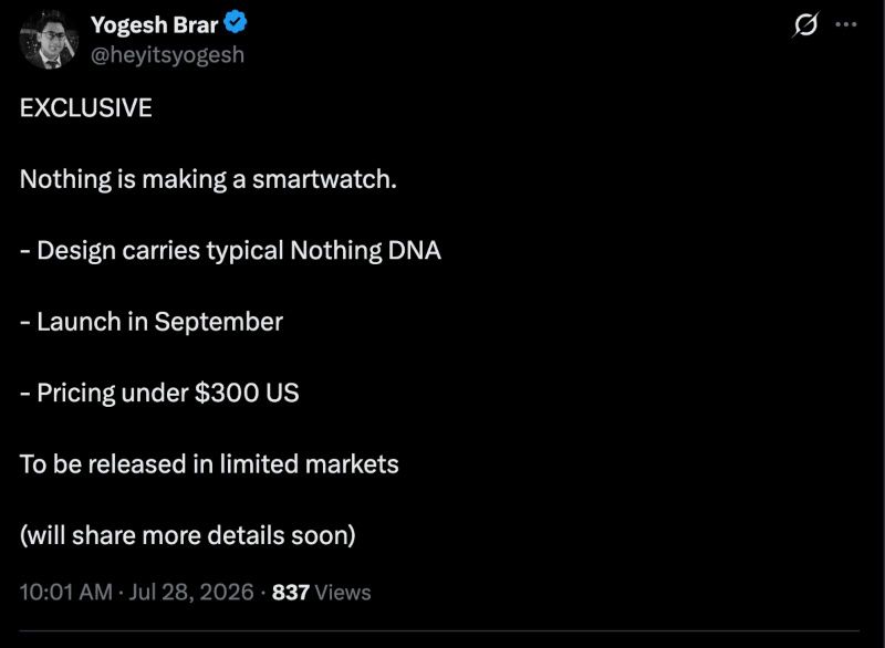 Nothing smartwatch yogesh brar