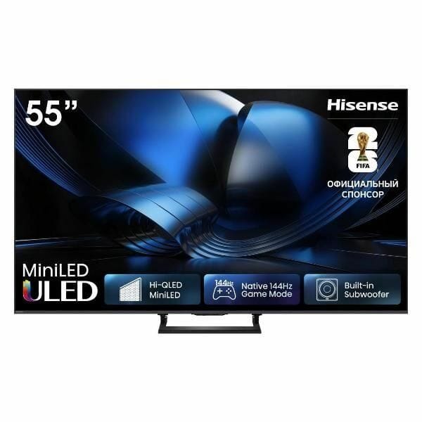 Телевизор Hisense 55U7S (2026) QLED с mini‑LED подсветкой; тип матрицы VA; частота 144 Гц