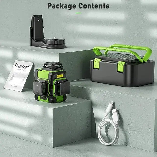 Лазерный уровень Huepar 3D Cross Line Laser Level с жестким футляром HM03CG на AliExpress