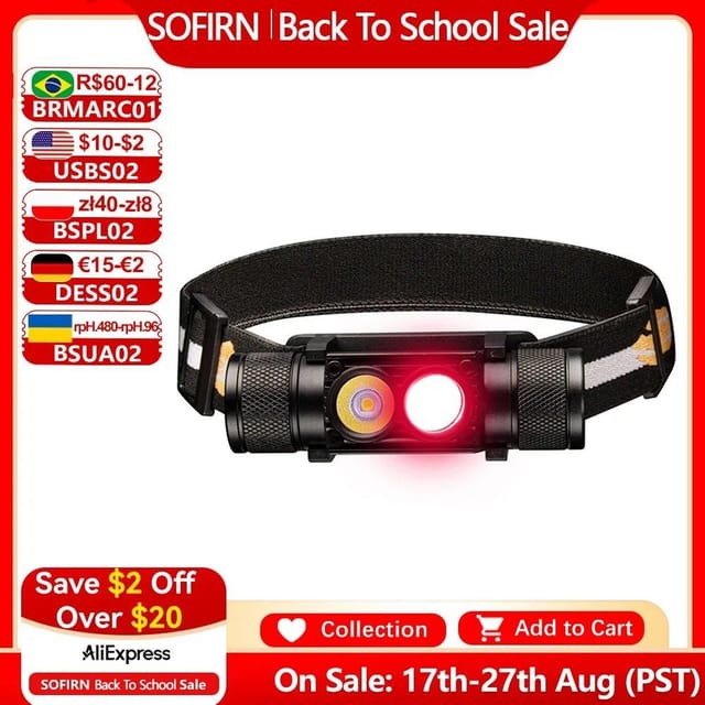 Налобный фонарь Sofirn H25LR  белый+красный