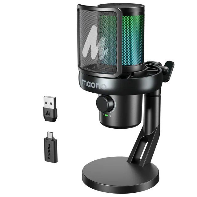 Беспроводной конденсаторный микрофон Maono DM40 с RGB-подсветкой