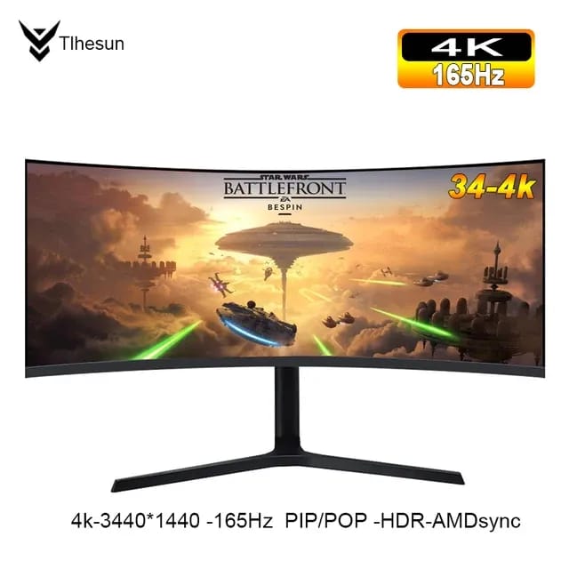 Монитор Tlhesun 34 дюйма 4K 144/165 Гц изогнутый  WQHD 3440*1440