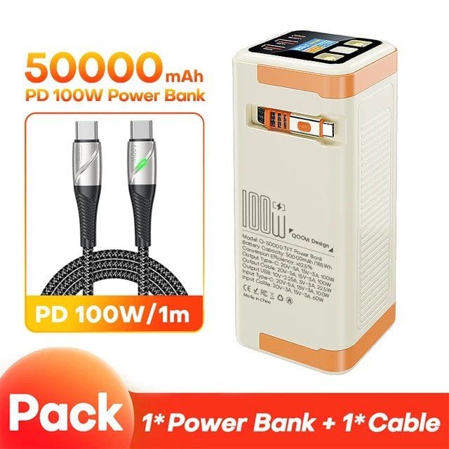  Power Bank QOOVI 50000 мАч PD 100 Вт 
