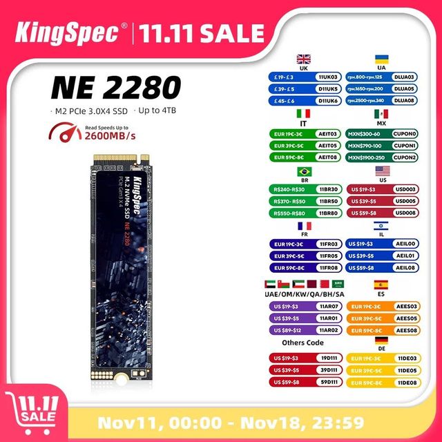SD M2 KingSpec SSD 512 ГБ NVME 2280 PCIe