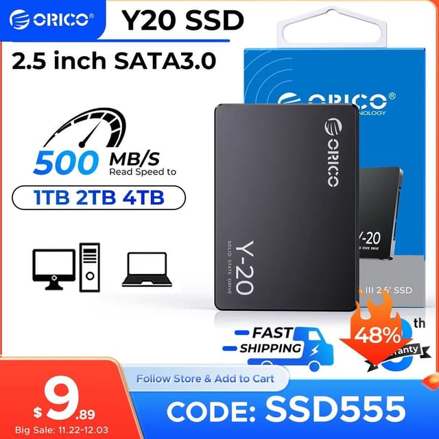 SSD Orico 128 Гб до 500 МБ/с SATA III 6 Гбит/с