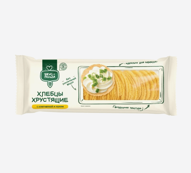 Хлебцы Вкус&польза с клетчаткой и луком хрустящие