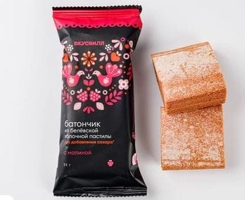 Батончик из белевской пастилы с малиной
