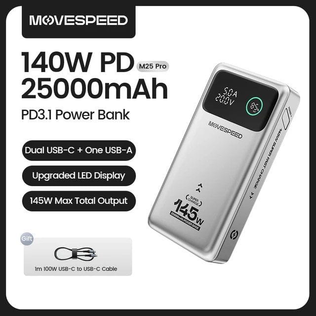 Power Bank MOVESPEED M25 100 Вт 25000 мАч Тип C