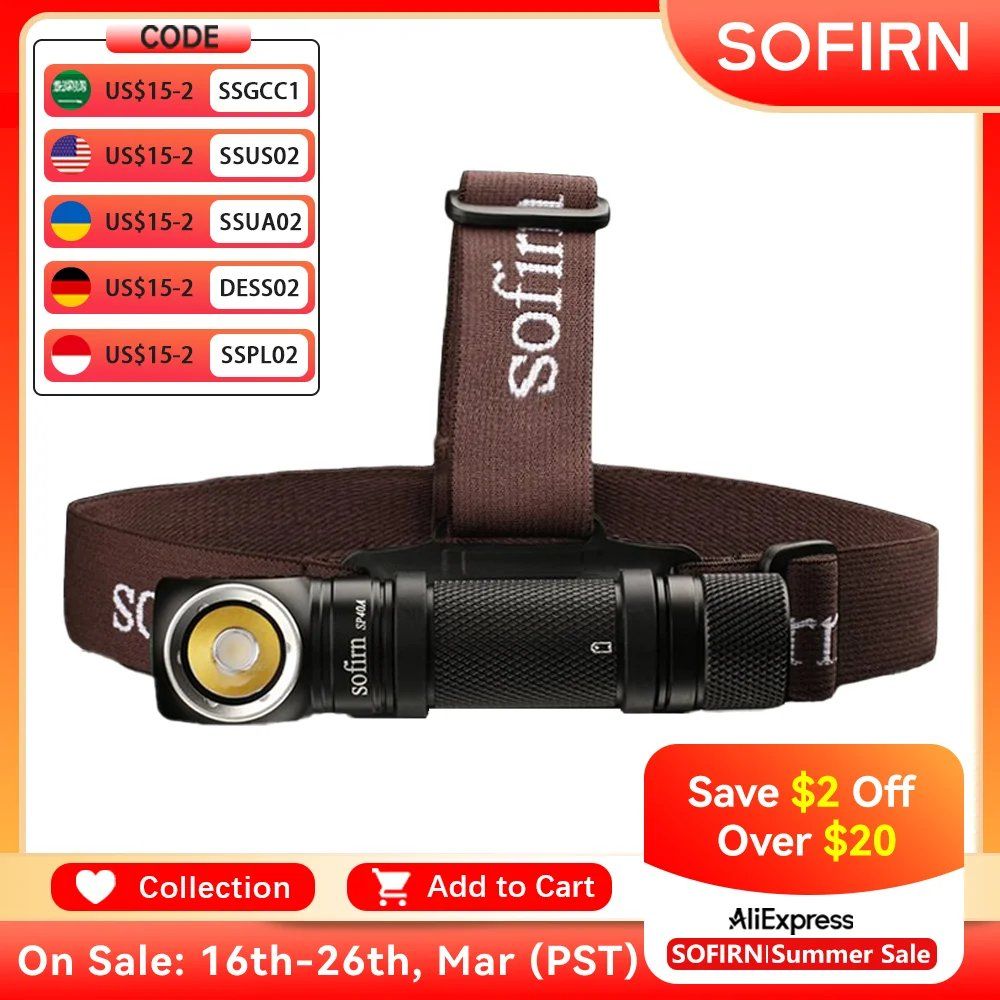 Sofirn SP40A налобный фонарь LH351D 1200lm