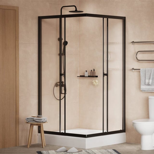 Душевое ограждение Homsly Basic, 4H-028-BS80-BSC, черное, квадратное 80х80 см