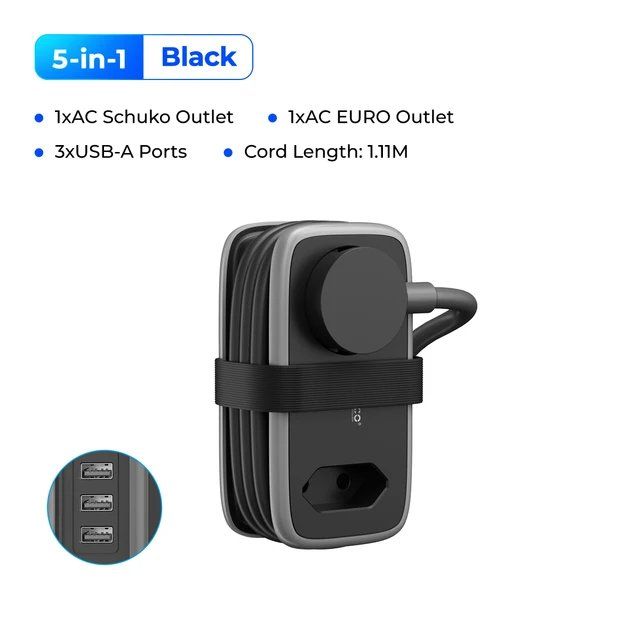 Сетевой удлинитель Orico APP-2A3U/APP-2A2U1C с 2 розетками и USB, 2500 Вт, 1 м