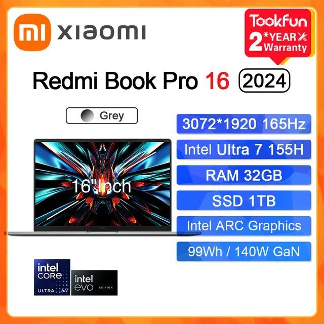 Ноутбук Xiaomi Redmi Book Pro 16 2024, 16", 32ГБ/1ТБ, Ultra 7, Integrated graphic, Windows