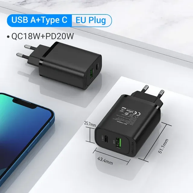 Зарядное устройство Vention 38 Вт тип C PD