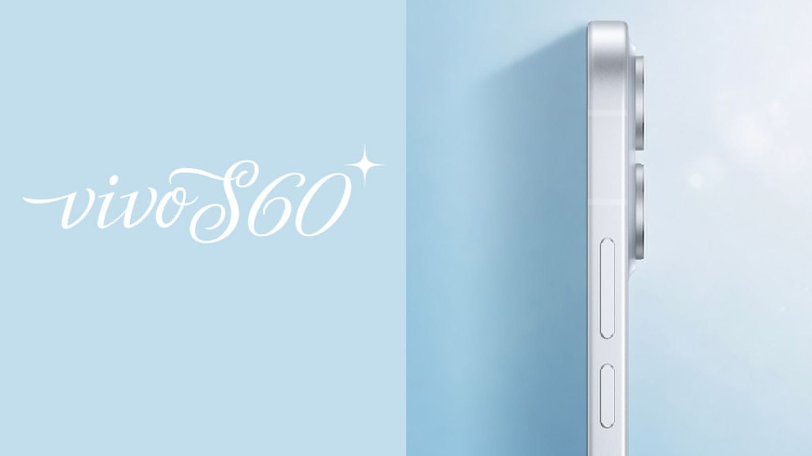 Тизер задней панели Vivo S60 в океанически-синем цвете со стеклянной крышкой и серебристо-белой отделкой